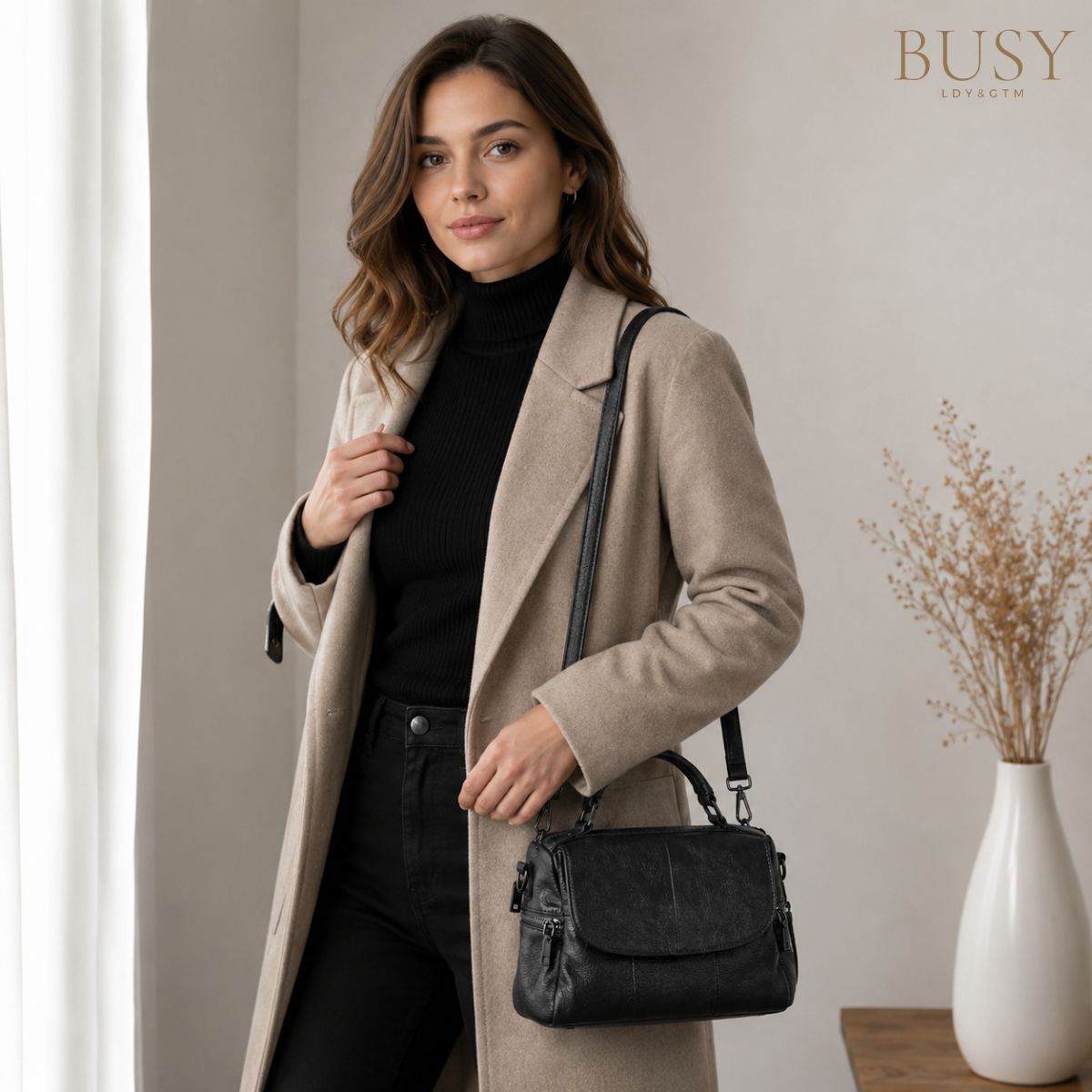 Geantă dama din piele naturală Sara - Dark Grey