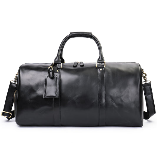 Geanta voiaj / fitness Nomad, piele naturala, compartiment incaltaminte, unisex, capacitate mare, Oil Black