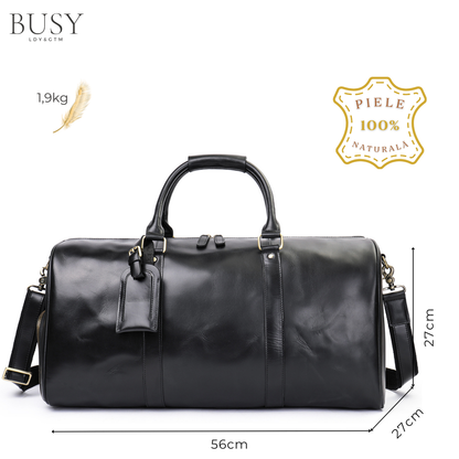 Geanta voiaj / fitness Nomad, piele naturala, compartiment incaltaminte, unisex, capacitate mare, Oil Black