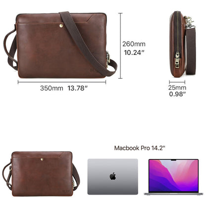 Geanta laptop 14inch din piele naturală, slim, business, BUSY LDY & GTM® Chronos - coffe