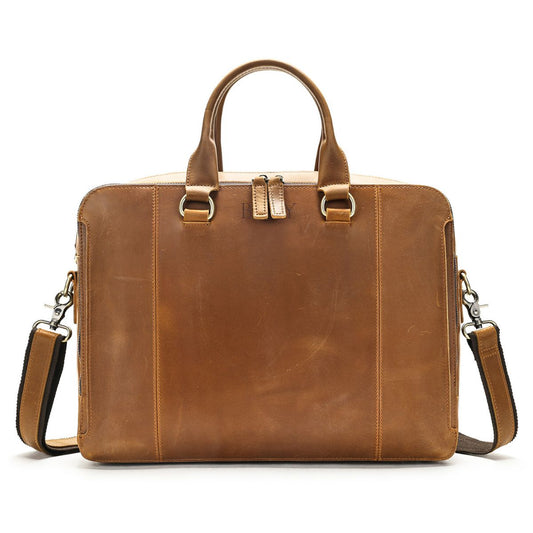 Geanta laptop 15,6'' din piele naturală Crazy Horse, Leon - maro