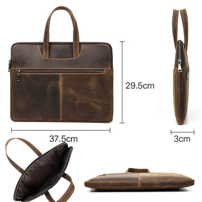 Geanta laptop 15inch din piele naturală Crazy Horse, slim, business, BUSY LDY & GTM® Legacy - coffe