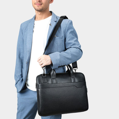 Geanta laptop 15inch piele naturala, slim, BUSY Lady & Gentleman® Delta - neagra