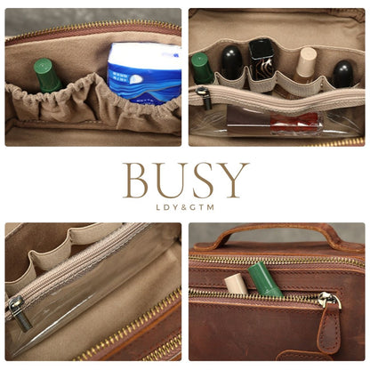 Geantă pentru cosmetice Sole din piele naturală Crazy Horse – organizare premium pentru voiaj | BUSY LDY & GTM®