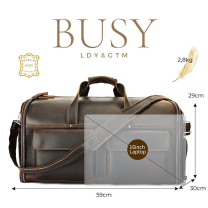 Geanta voiaj piele naturala garderoba Busy Lady & Gentleman® Atlas - dark coffee
