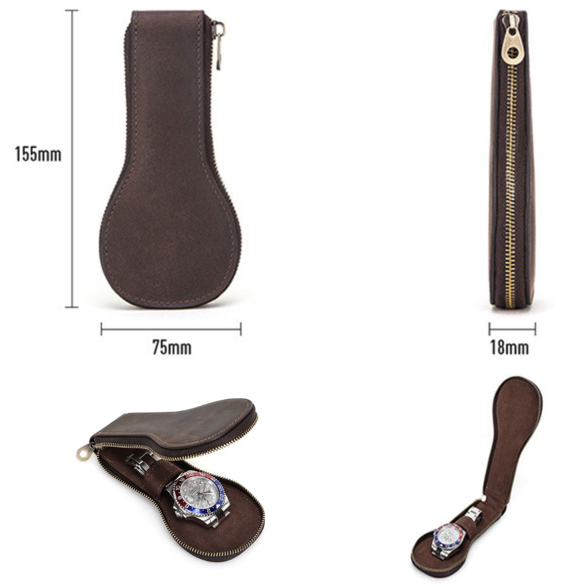 Husă ceas din piele naturala Crazy Horse, Skate BUSY LDY & GTM® - coffee