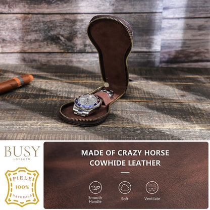 Husă ceas din piele naturala Crazy Horse, Skate BUSY LDY & GTM® - coffee
