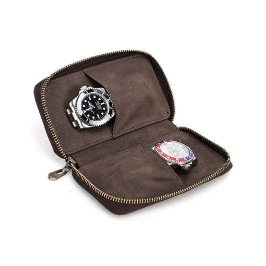 Husă ceasuri din piele naturala Crazy Horse, 2 ceasuri, Skate, BUSY LDY & GTM® - coffee