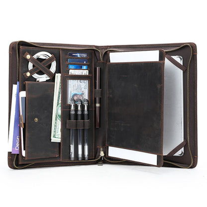 Mapa organizatoare din piele naturală, compartiment tableta - smartphone - Orion Business - coffee