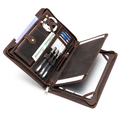 Mapa organizatoare din piele naturală, compartiment tableta - smartphone - Orion Business - coffee
