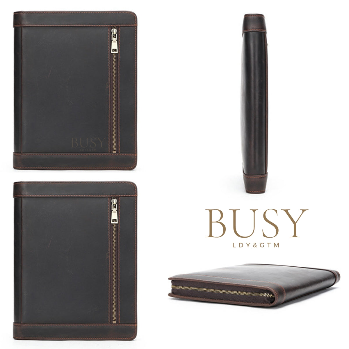 Mapa organizatoare din piele naturală, compartiment tableta - smartphone - Orion Business - coffee