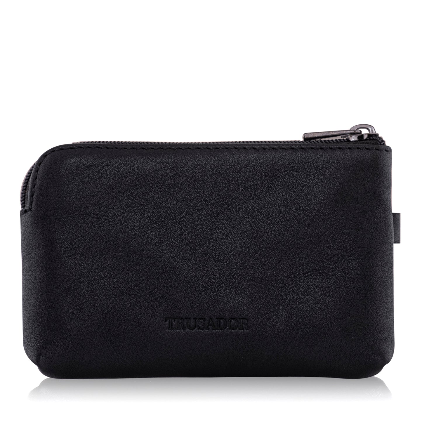 Portofel pouch din piele naturala mini cu fermoar Milano - negru