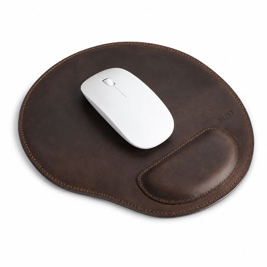 Mouse pad ergonomic din piele naturala Crazy Horse, BUSY LDY & GTM® - coffee