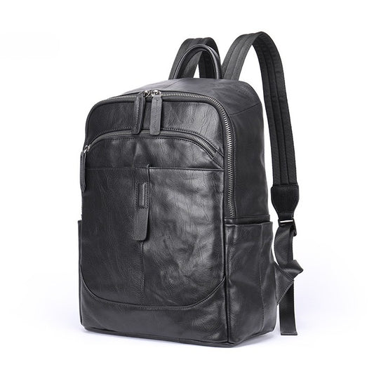 Rucsac piele Barreta, piele naturala, unisex, capacitate mare, spatiu tableta si laptop, negru