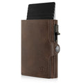 Portofel piele naturala cu Pop-Up si protectie anti scanare carduri RFID, design compact trifold, Palermo - maro
