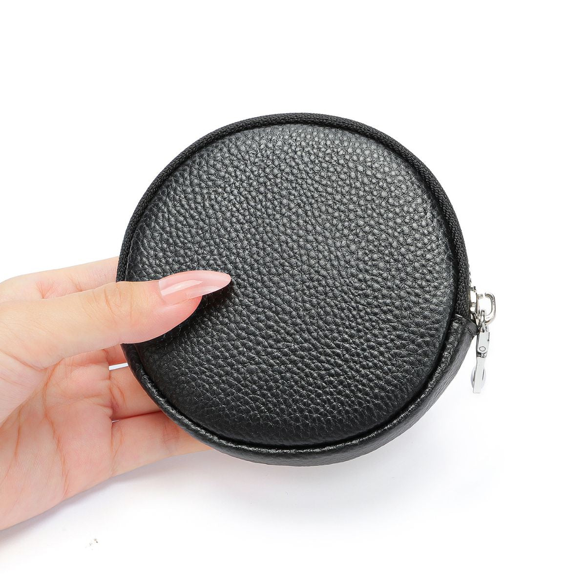 Portofel pouch din piele naturala Busy - negru