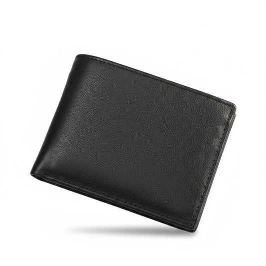 Portofel piele naturala barbati fermoar bancnote Mono Busy Lady & Gentleman negru