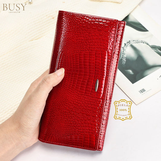 Portofel dama piele naturala lacuita Ruby elegant Busy Lady & Gentleman rosu