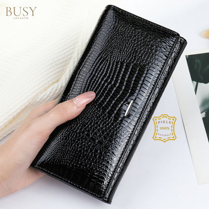 Portofel dama piele naturala lacuita Ruby elegant Busy Lady & Gentleman negru