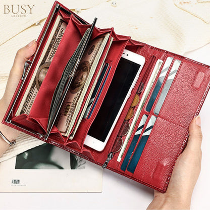 Portofel damă Ruby, piele naturală lăcuită, multe sloturi, inchidere magnetica, BUSY LDY & GTM®, red wine