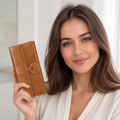 Portofel  dama din piele naturala, compartiment smartphone, Eva, Busy Lady & Gentleman - Maro