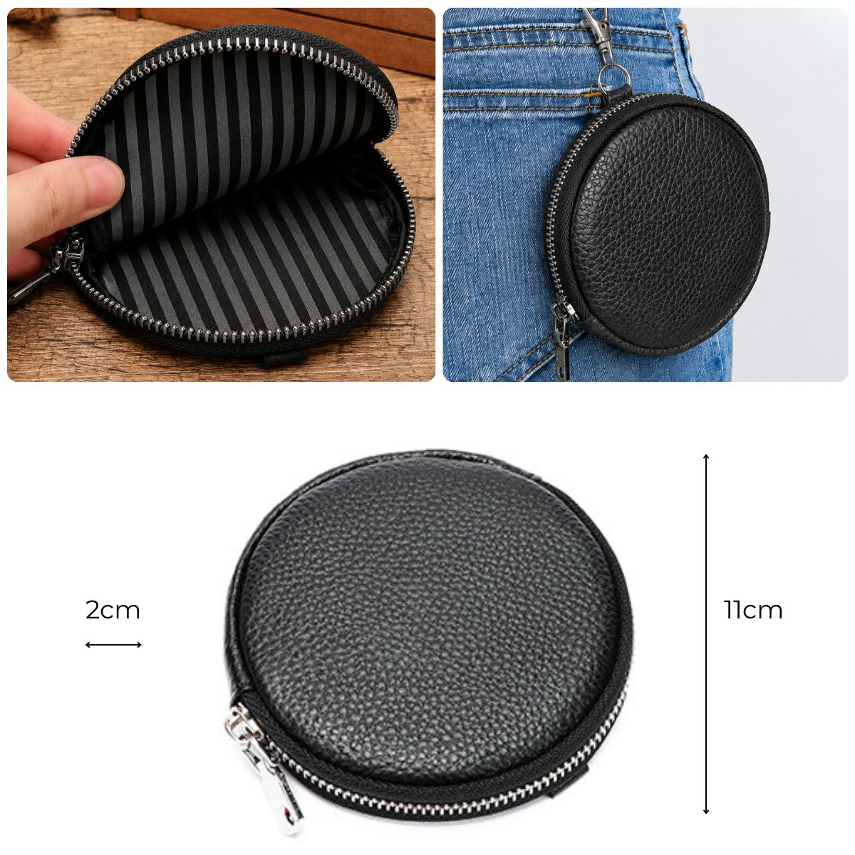 Portofel pouch din piele naturala Busy - maro