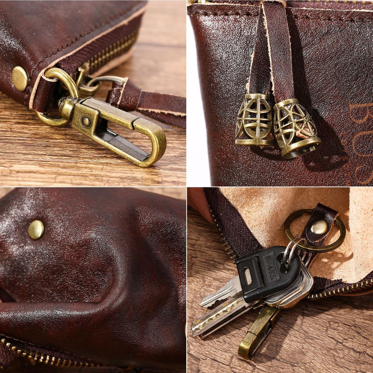 Portofel pouch din piele naturala BUSY - Maro