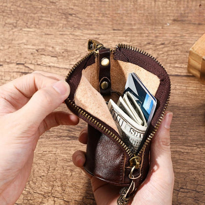 Portofel pouch din piele naturala BUSY - Maro