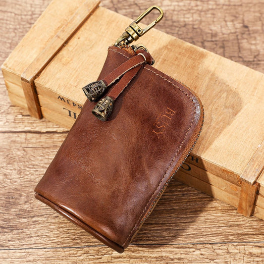 Portofel pouch din piele naturala BUSY - Coffee