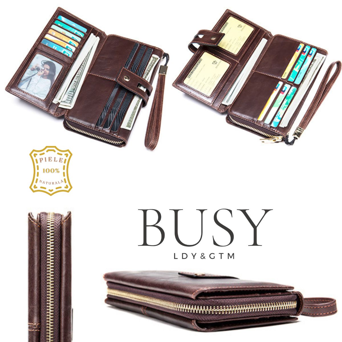 Portofel dama piele naturala mare Maya Busy Lady & Gentleman maro