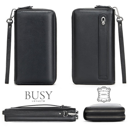 Portofel mare tip geanta mana piele naturala Hold Busy Lady & Gentleman negru