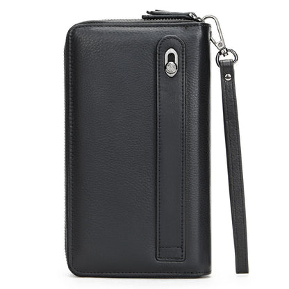 Portofel mare tip geanta mana piele naturala Hold Busy Lady & Gentleman negru