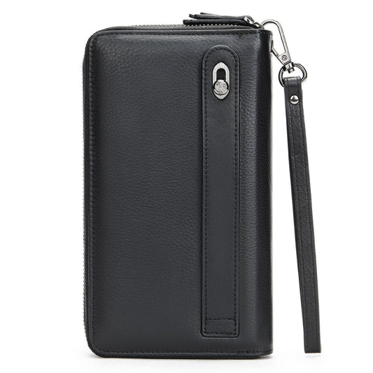 Portofel mare tip geanta mana piele naturala Hold Busy Lady & Gentleman negru