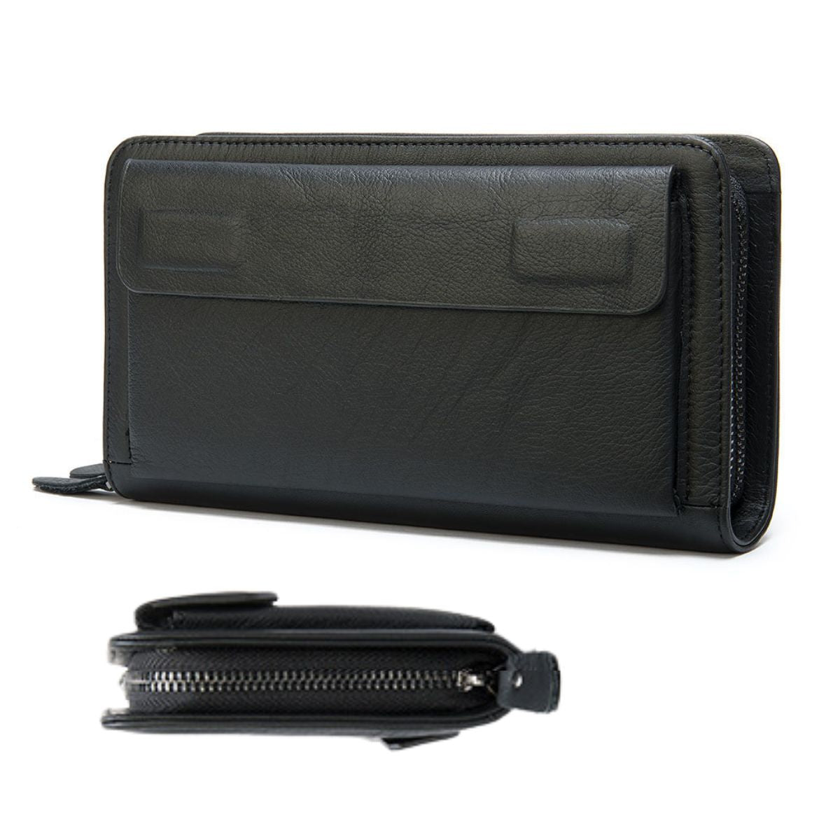Portofel mare tip geanta mana piele naturala smartphone Smart Hold Busy Lady & Gentleman negru