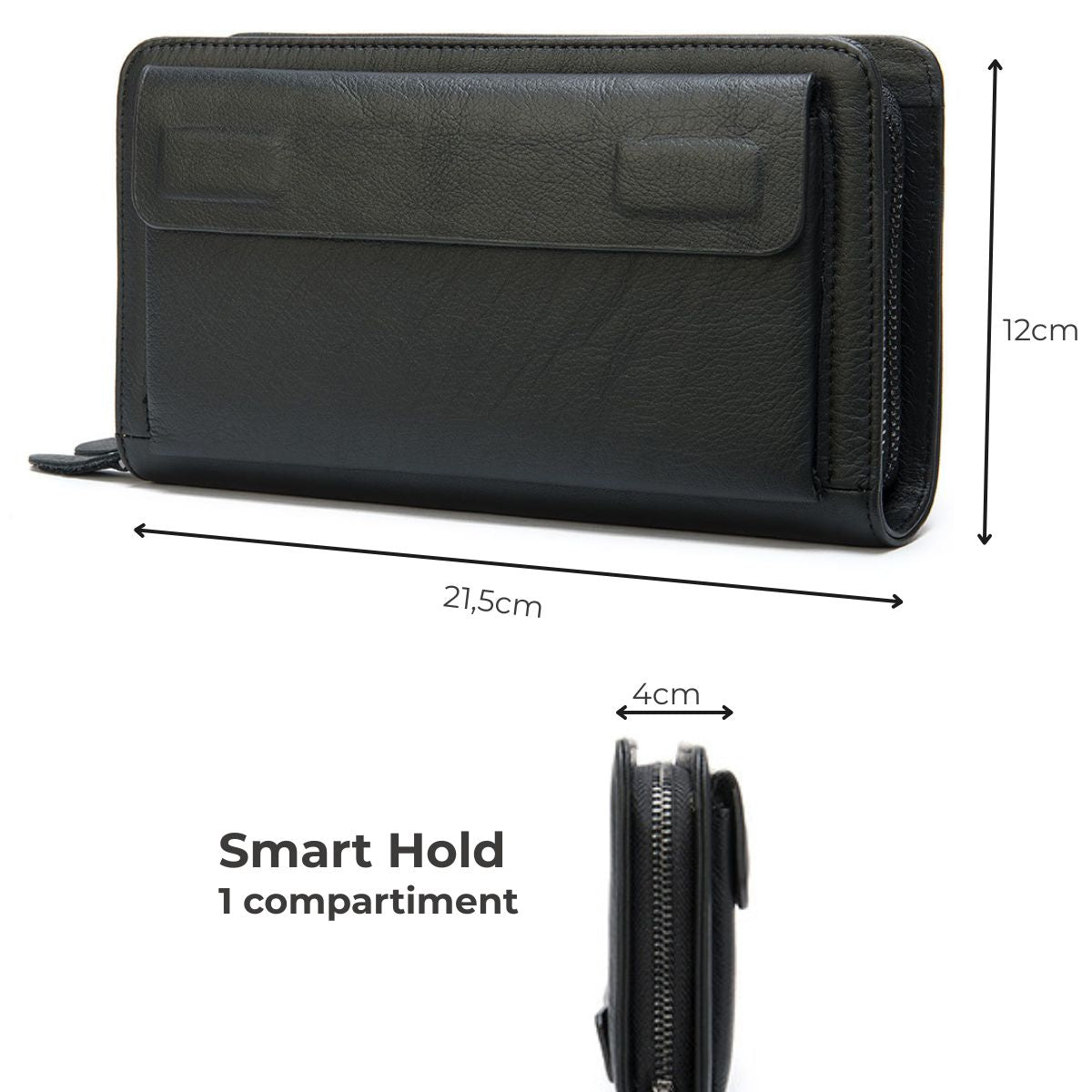 Portofel mare tip geanta mana piele naturala smartphone Smart Hold Busy Lady & Gentleman negru