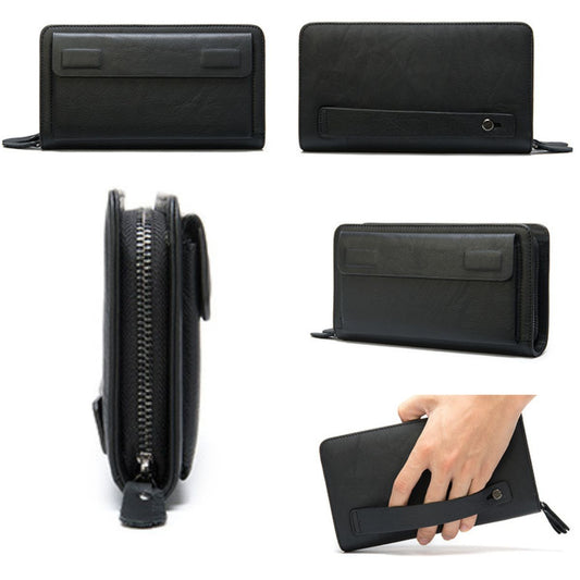 Portofel mare tip geanta mana piele naturala smartphone Smart Hold Busy Lady & Gentleman negru