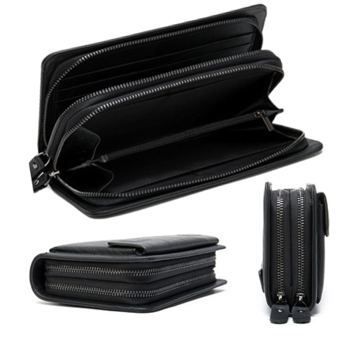 Portofel tip geantă de mână Smart Hold xl, piele naturală, compartiment smartphone, BUSY LDY & GTM®, negru