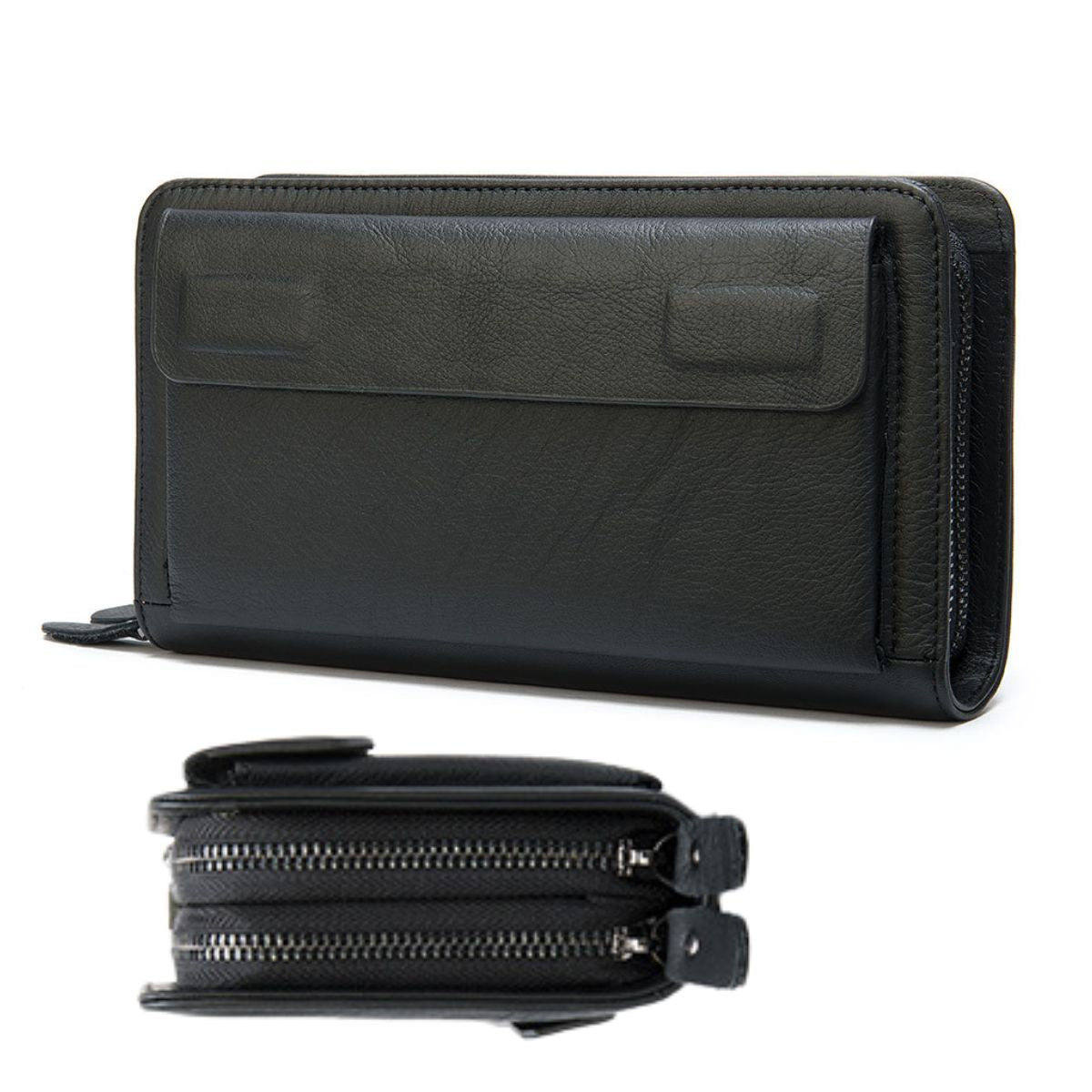 Portofel tip geantă de mână Smart Hold xl, piele naturală, compartiment smartphone, BUSY LDY & GTM®, negru