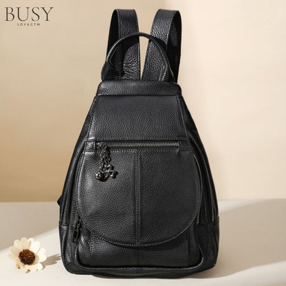 Rucsac dama din piele naturala, Clara, negru