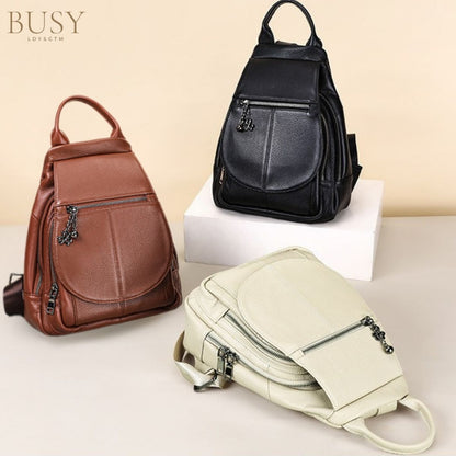 Rucsac dama din piele naturala, Clara, negru