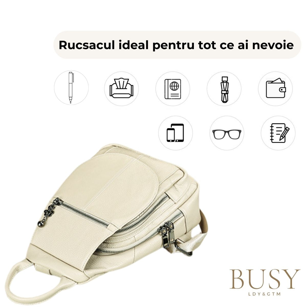Rucsac dama din piele naturala, Clara, negru
