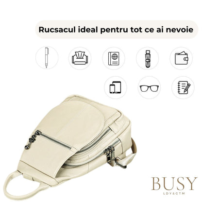 Rucsac dama din piele naturala, Clara, negru