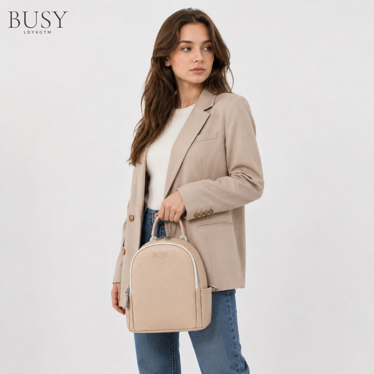 Rucsac dama din piele naturală Elisa, Bej