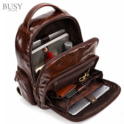 Rucsac laptop  din piele naturală BUSY Lady & Gentleman® Dalis - Oil Coffe