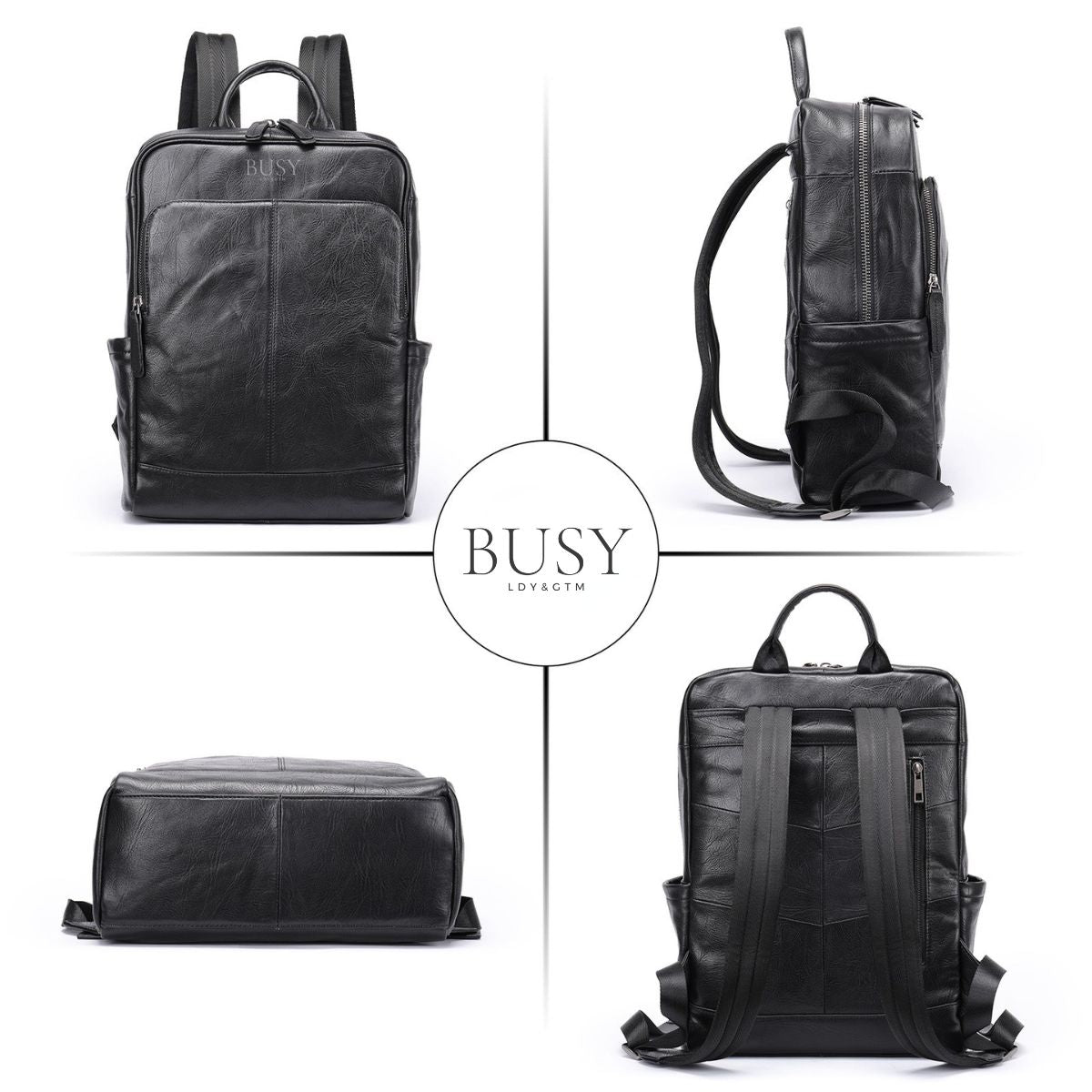 Rucsac din piele naturală Everest - Negru