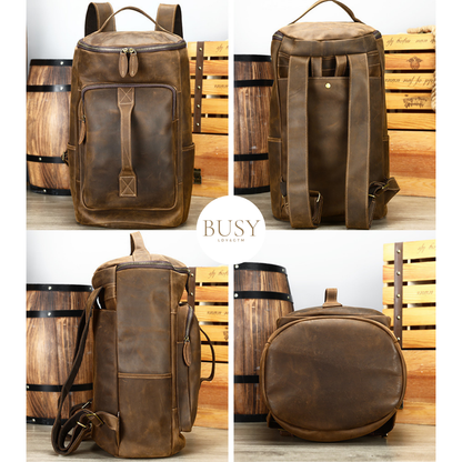 Rucsac laptop 16' din piele naturala, Nomad Gear XL, capacitate mare, coffee