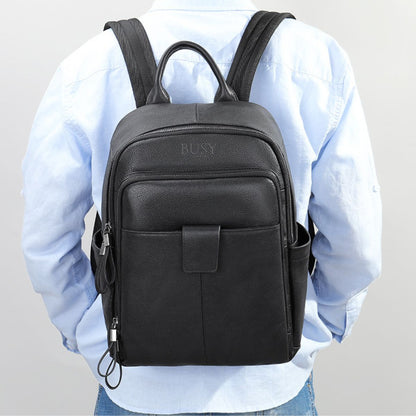 Rucsac laptop 14 inch din piele naturală Clas - Negru