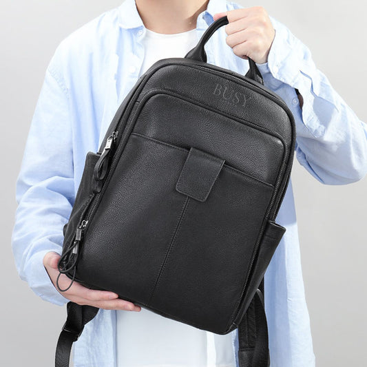 Rucsac laptop 14 inch din piele naturală Clas - Negru