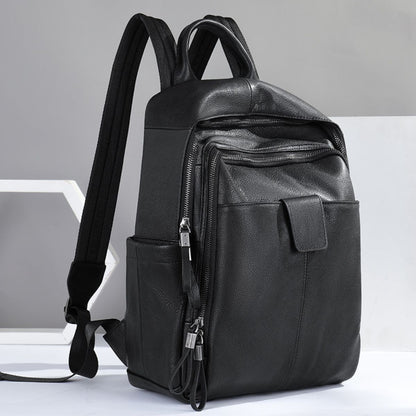 Rucsac laptop 14 inch din piele naturală Clas - Negru