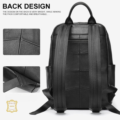 Rucsac laptop 14 inch din piele naturală Clas - Negru